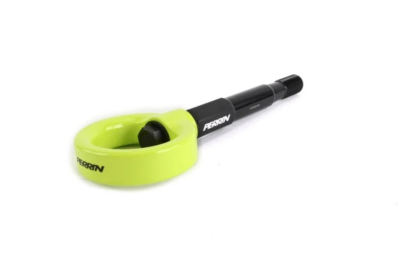 PERRIN 15-17 Subaru WRX & STI / 13-17 Crosstrek / 12-16 Impreza Tow Hook Kit (Front) - Neon Yellow - Side View