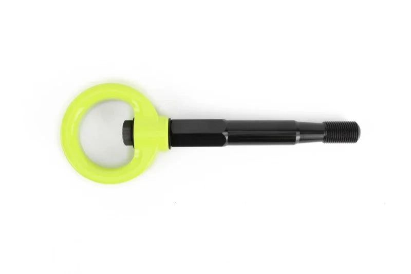 PERRIN 15-17 Subaru WRX & STI / 13-17 Crosstrek / 12-16 Impreza Tow Hook Kit (Front) - Neon Yellow - Installation View