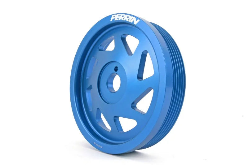 PERRIN 15-18 Subaru WRX / 13-20 BRZ / 14-18 FXT / 13-16 Crosstrek Lightened Crank Pulley - Blue - Main Product View