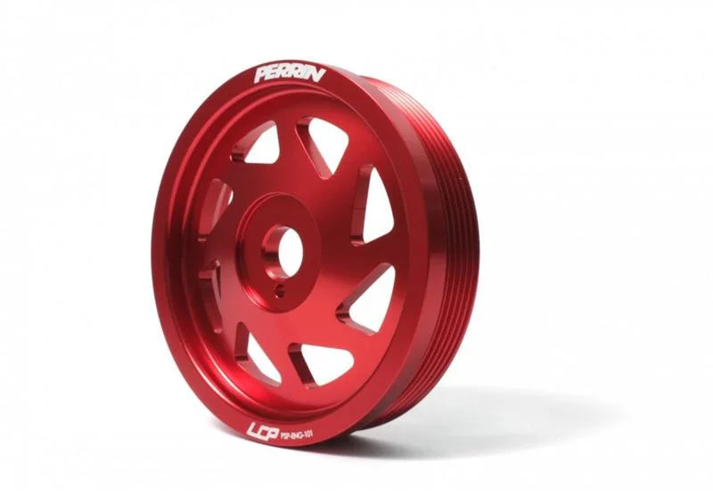 PERRIN 15-18 Subaru WRX / 13-20 BRZ / 14-18 FXT / 13-16 Crosstrek Lightened Crank Pulley - Black - Back View