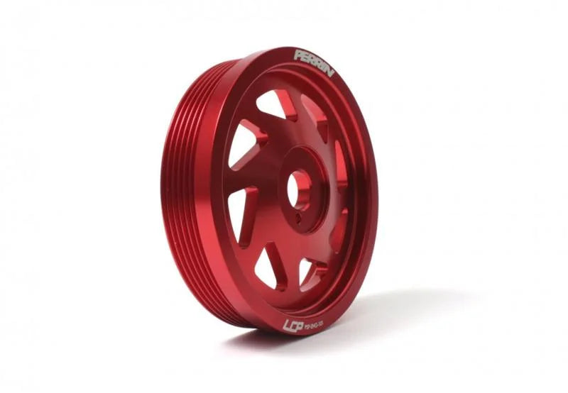PERRIN 15-18 Subaru WRX / 13-20 BRZ / 14-18 FXT / 13-16 Crosstrek Lightened Crank Pulley - Red - Side View