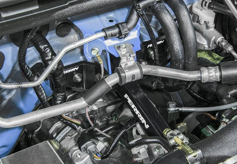 PERRIN 15-21 Subaru Impreza/WRX/STI Pitch Stop Mount & Firewall Brace - Black - Installation View