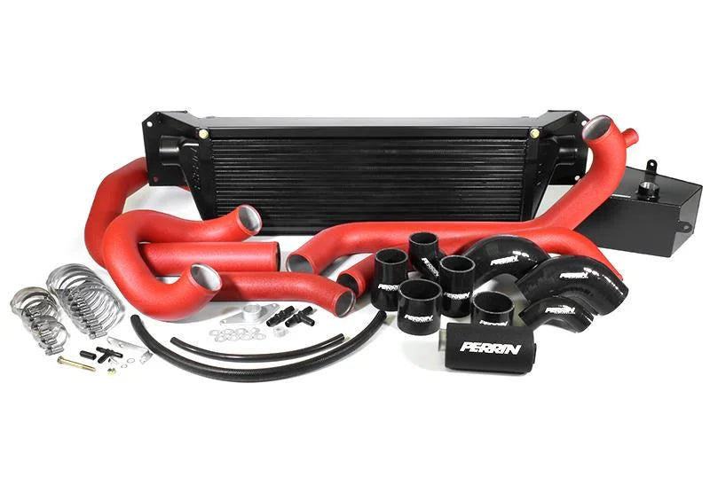 PERRIN 15-21 Subaru STI Front Mount Intercooler Boost Tubes + Hardware - Red Tubes - Detail View