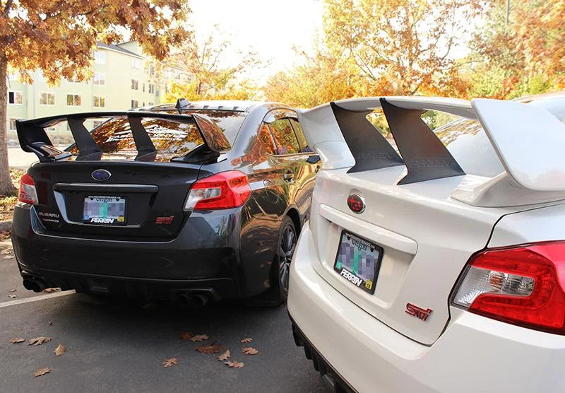 PERRIN 15-21 Subaru STI Wing Stabilizer - Black - Side View