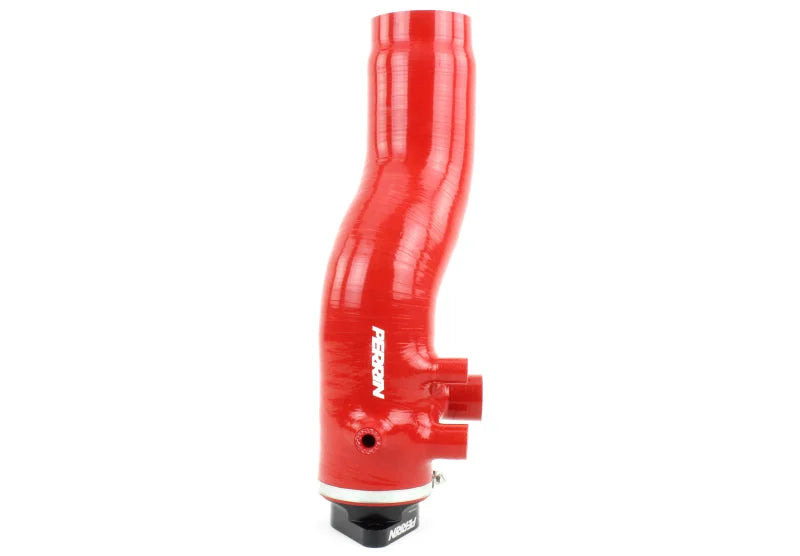 PERRIN 15-21 Subaru WRX / 14-18 Forester XT Turbo Inlet Hose 3in. w/ Turbo Adapter Flange - Red - Side View