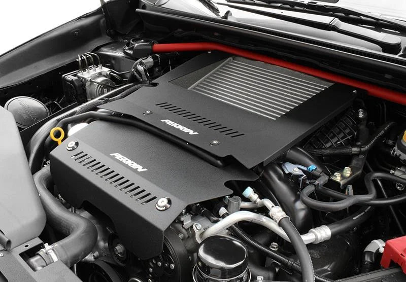 PERRIN 15-21 Subaru WRX Engine Cover Kit (Intercooler & Pulley Covers Incl.) - Black - Back View