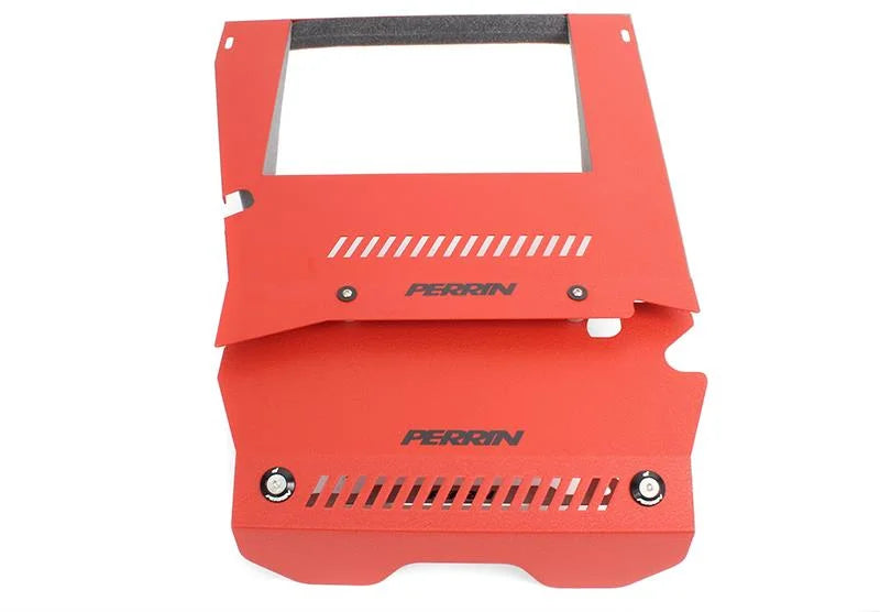 PERRIN 15-21 Subaru WRX Engine Cover Kit (Intercooler & Pulley Covers Incl.) - Red - Back View