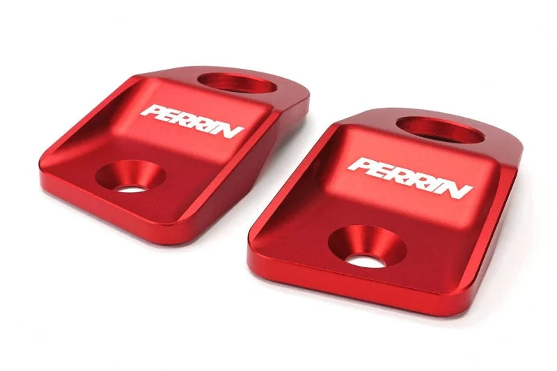 PERRIN 15-21 Subaru WRX / STI Upper Radiator Bracket Set - Red - Side View