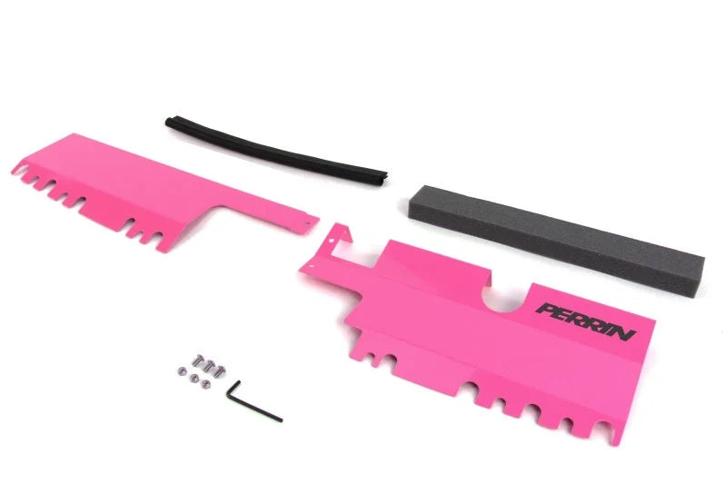 PERRIN 15-21 Subaru WRX/STI Radiator Shroud (With OEM Intake Scoop) - Hyper Pink - Side View