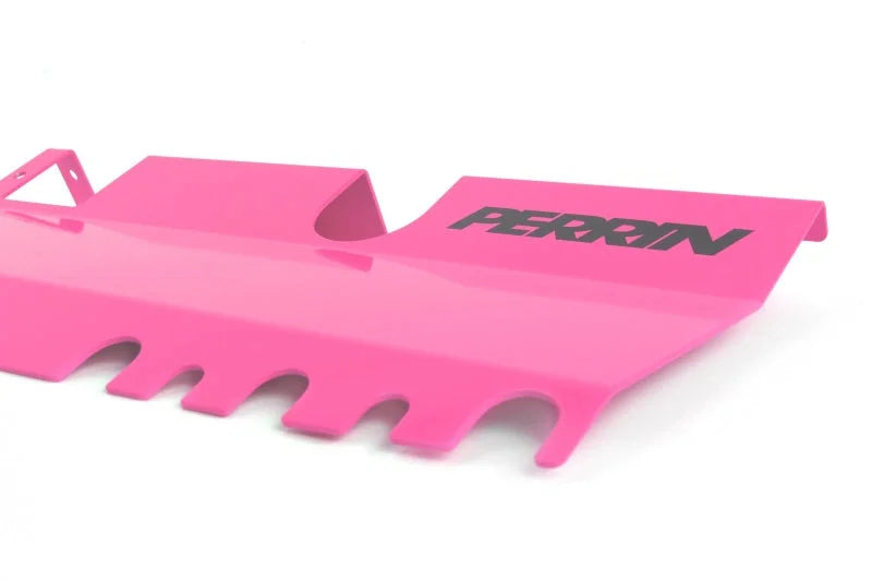 PERRIN 15-21 Subaru WRX/STI Radiator Shroud (With OEM Intake Scoop) - Hyper Pink - Back View