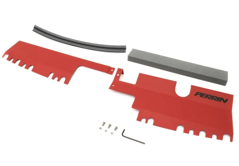 PERRIN 15-21 Subaru WRX/STI Radiator Shroud (With OEM Intake Scoop) - Red - Side View