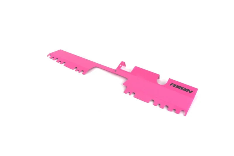 PERRIN 15-21 Subaru WRX/STI Radiator Shroud (With/Without OEM Intake Scoop) - Hyper Pink - Installation View