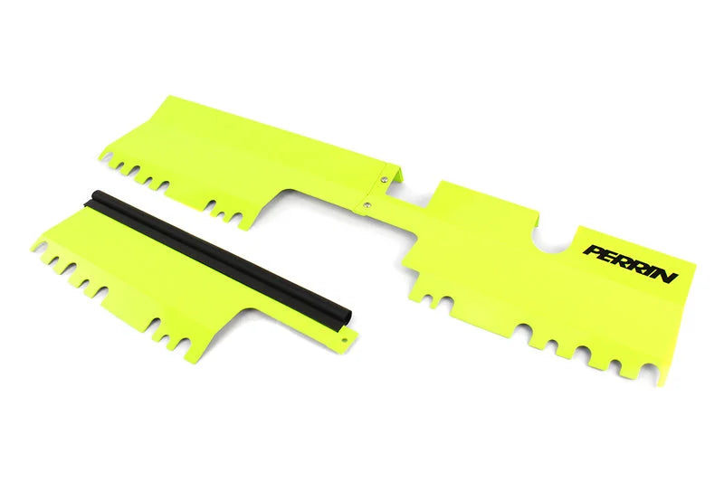 PERRIN 15-21 Subaru WRX/STI Radiator Shroud (With/Without OEM Intake Scoop) - Neon Yellow - Back View