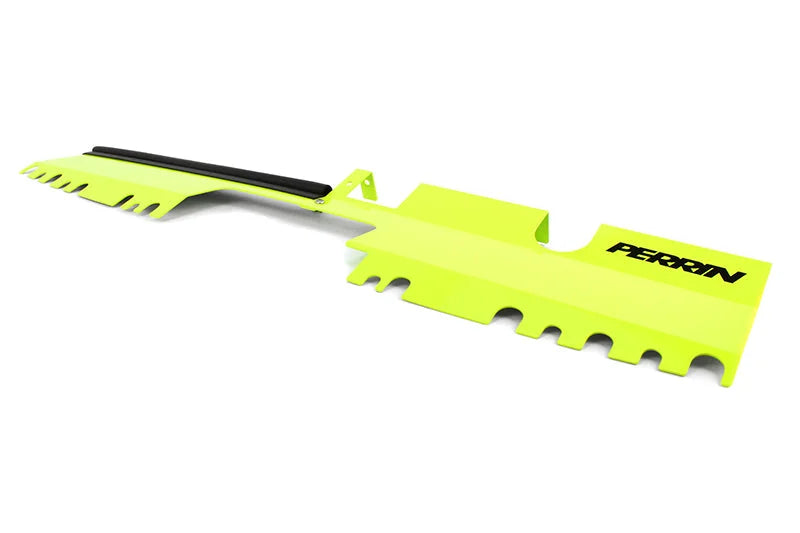 PERRIN 15-21 Subaru WRX/STI Radiator Shroud (With/Without OEM Intake Scoop) - Neon Yellow - Installation View