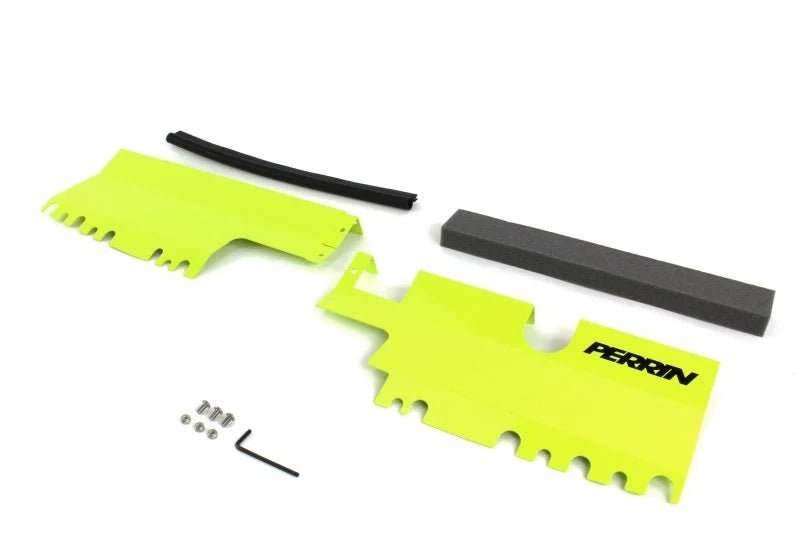 PERRIN 15-21 Subaru WRX/STI Radiator Shroud (Without OEM Intake Scoop) - Neon Yellow - Installation View