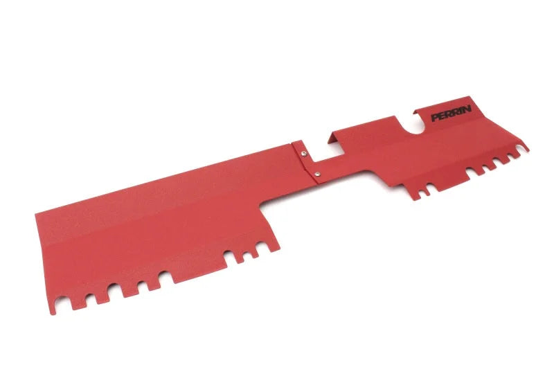 PERRIN 15-21 Subaru WRX/STI Radiator Shroud (Without OEM Intake Scoop) - Red - Back View