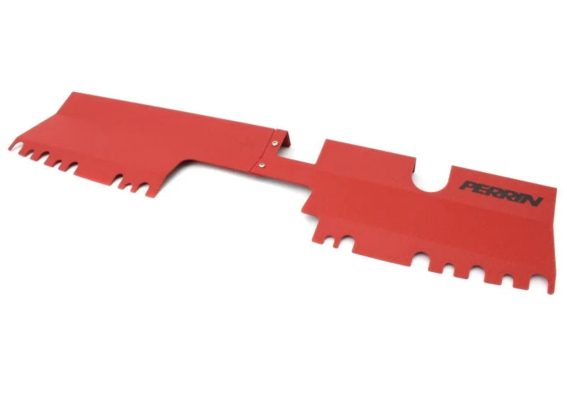 PERRIN 15-21 Subaru WRX/STI Radiator Shroud (Without OEM Intake Scoop) - Red - Installation View
