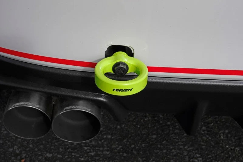 PERRIN 15-21 Subaru WRX/STI Tow Hook Kit (Rear) - Neon Yellow - Side View
