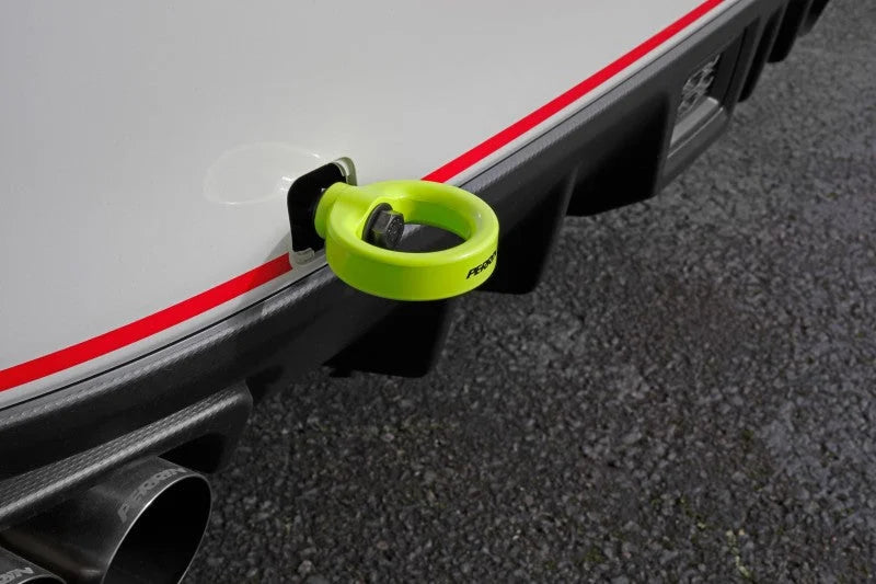 PERRIN 15-21 Subaru WRX/STI Tow Hook Kit (Rear) - Neon Yellow - Installation View