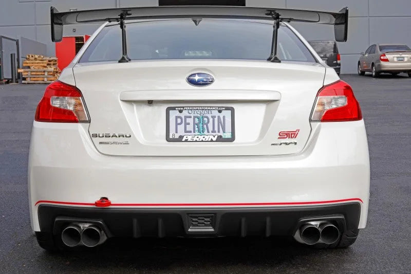PERRIN 15-21 Subaru WRX/STI Tow Hook Kit (Rear) - Red - Side View