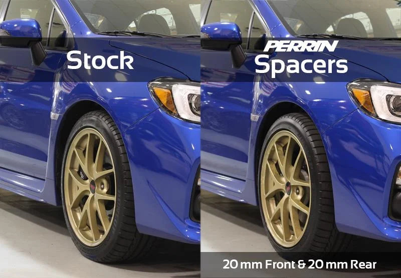 PERRIN 15-25 Subaru WRX / 05-21 STI 20mm Wheel Spacers 5x114.3 56mm CB - Pair - Installation View
