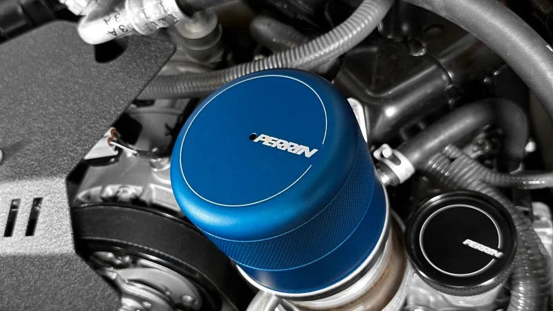 PERRIN 15-25 Subaru WRX & 13-25 BRZ/FR-S/86/GR86 Oil Filter Cover - Blue - Back View
