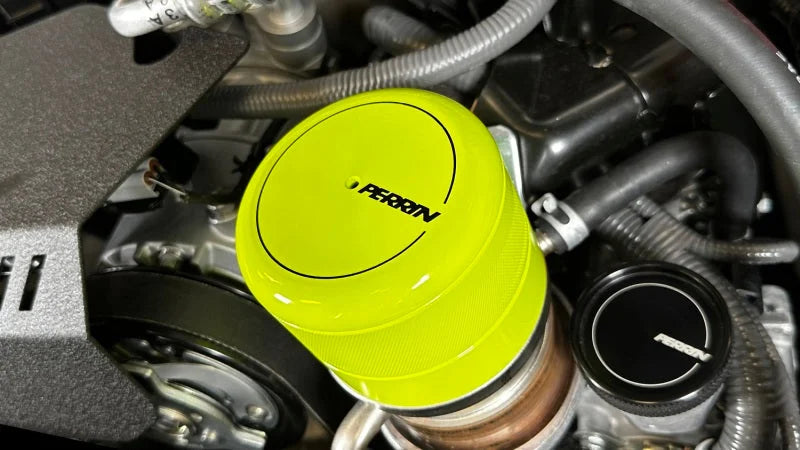 PERRIN 15-25 Subaru WRX & 13-25 BRZ/FR-S/86/GR86 Oil Filter Cover - Neon Yellow - Side View