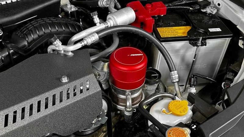 PERRIN 15-25 Subaru WRX & 13-25 BRZ/FR-S/86/GR86 Oil Filter Cover - Red - Back View