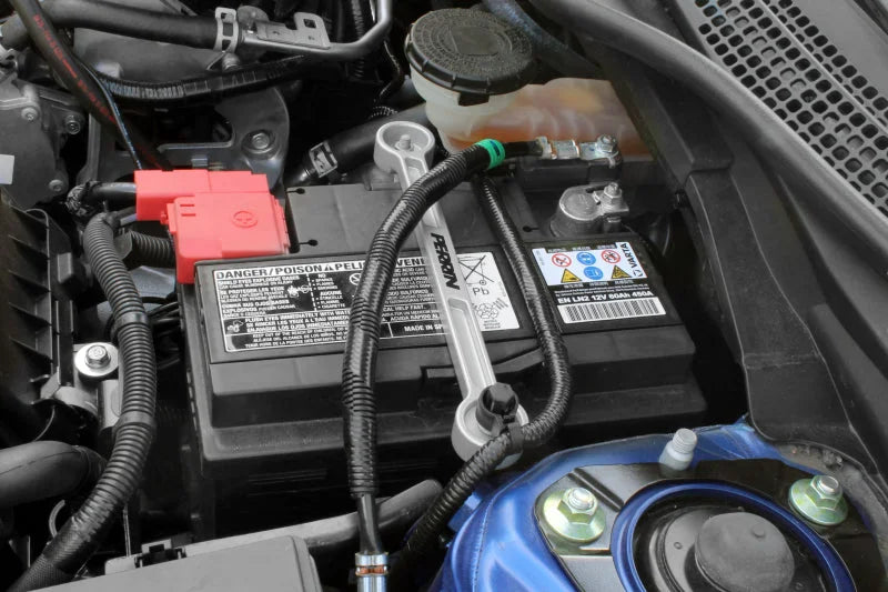 PERRIN 17-21 Honda Civic Type R Battery Tie Down - Silver - Installation View