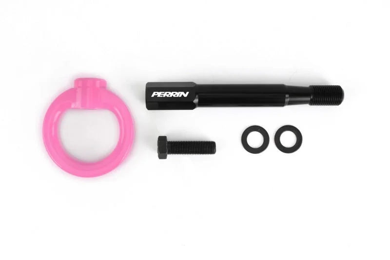 PERRIN 18-21 Subaru WRX & STI / 13-25 BRZ / 17-20 Toyota 86 Tow Hook Kit (Front) - Hyper Pink - Back View