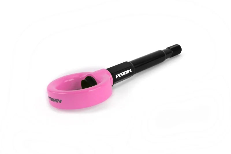 PERRIN 18-21 Subaru WRX & STI / 13-25 BRZ / 17-20 Toyota 86 Tow Hook Kit (Front) - Hyper Pink - Installation View