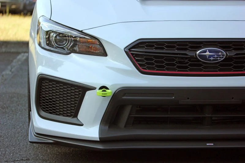 PERRIN 18-21 Subaru WRX & STI / 13-25 BRZ / 17-20 Toyota 86 Tow Hook Kit (Front) - Neon Yellow - Main Product View