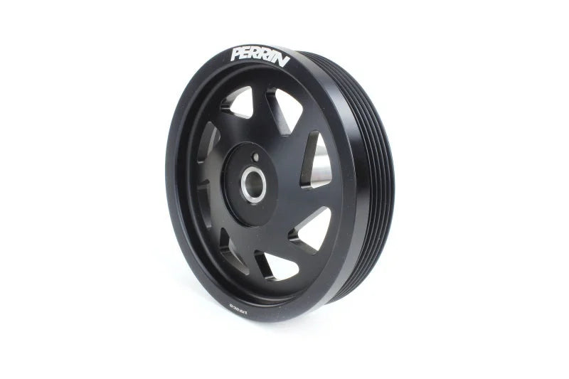 PERRIN 19-21 Subaru WRX / 16-18 Forester / 15-19 Legacy Lightweight Crank Pulley - Black - Back View