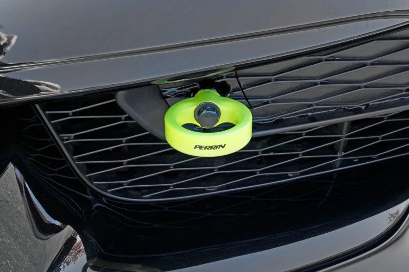 PERRIN 20-25 Toyota Supra Tow Hook Kit (Front) - Neon Yellow - Side View