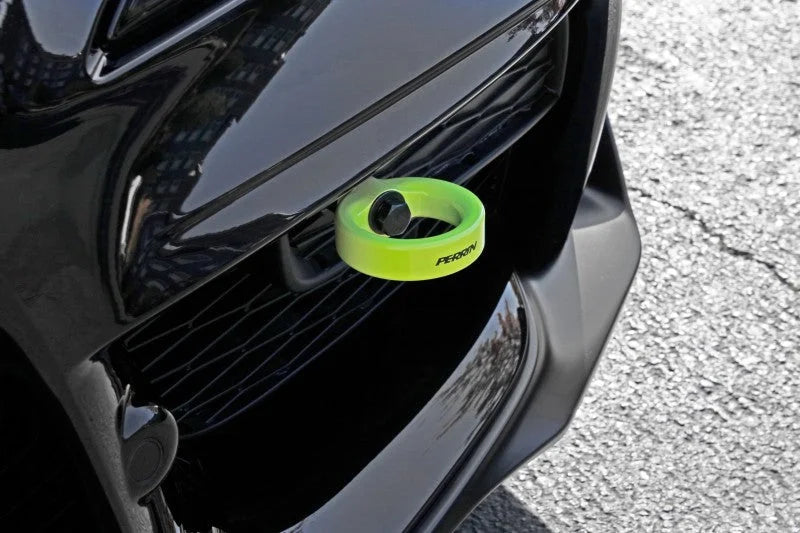 PERRIN 20-25 Toyota Supra Tow Hook Kit (Front) - Neon Yellow - Installation View