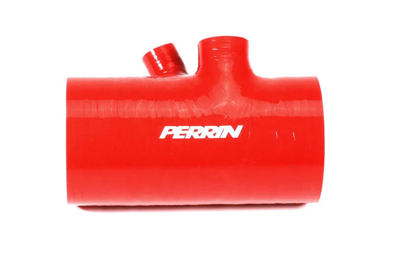 PERRIN 22-24 Subaru WRX / 20-25 LGT & OBXT Turbo Inlet Hose w/Turbo Adapter Flange (Short) - Red - Installation View
