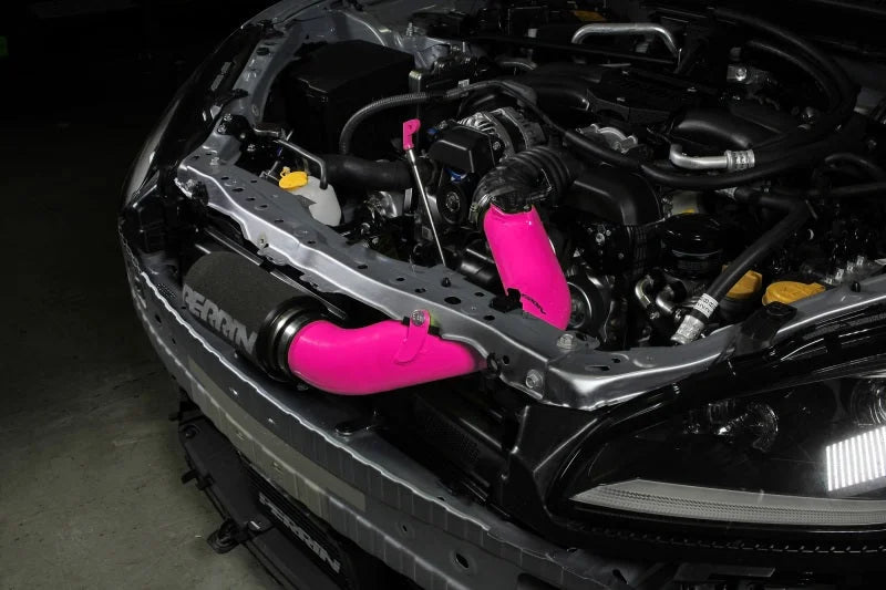 PERRIN 22-25 Subaru BRZ / Toyota GR86 Cold Air Intake - Hyper Pink - Side View