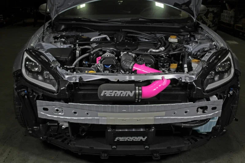 PERRIN 22-25 Subaru BRZ / Toyota GR86 Cold Air Intake - Hyper Pink - Back View