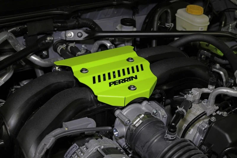 PERRIN 22-25 Subaru BRZ / Toyota GR86 Engine Cover - Neon Yellow - Back View