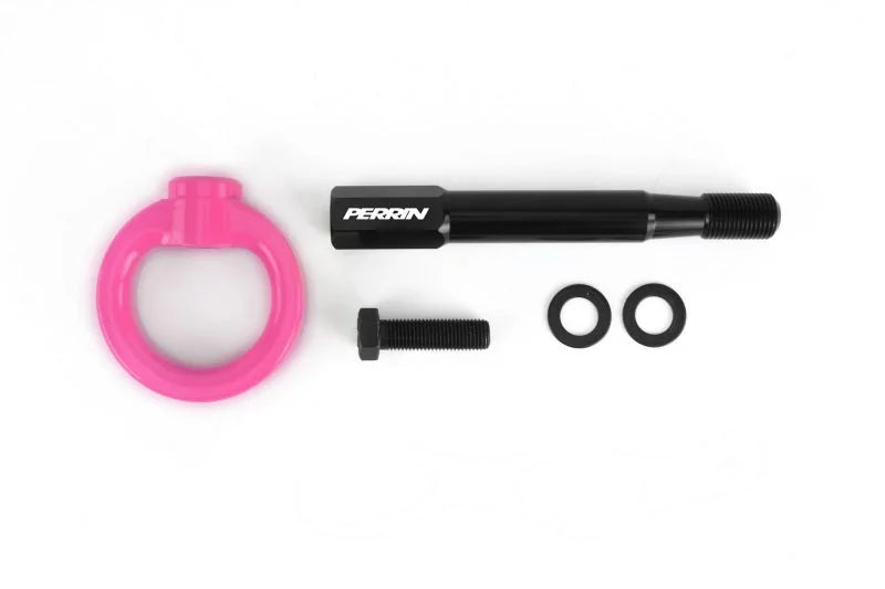 PERRIN 22-25 Subaru WRX / 18-23 Crosstrek Tow Hook Kit (Rear) - Hyper Pink - Side View