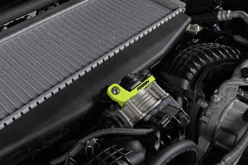 PERRIN 22-25 Subaru WRX / 19-25 Ascent / 20-25 Outback & Legacy Turbo TMIC Bracket - Neon Yellow - Side View