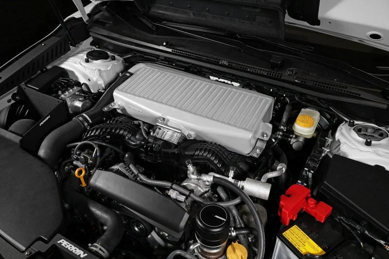 PERRIN 22-25 Subaru WRX / 19-25 Ascent / 20-25 Outback & Legacy Turbo Top Mount Intercooler - Silver - Installation View