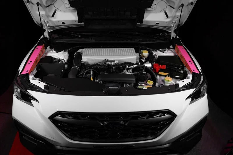 PERRIN 22-25 Subaru WRX Fender Shroud Set - Hyper Pink - Installation View