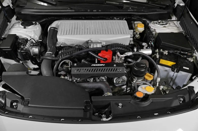 PERRIN 22-25 Subaru WRX Pulley Cover - Black (SHORT - For Use w/PERRIN AOS) - Installation View