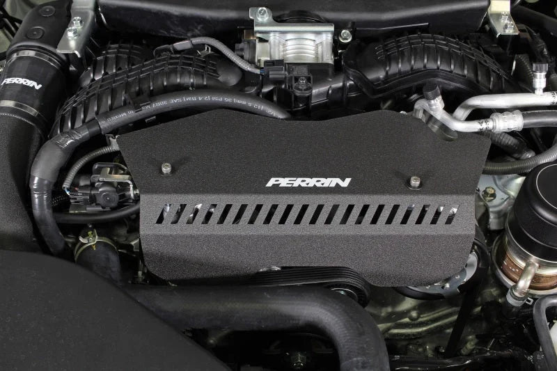PERRIN 22-25 Subaru WRX Pulley Cover - Black (TALL - For Use w/o PERRIN AOS) - Installation View