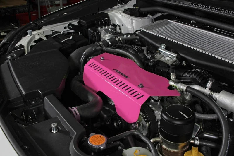PERRIN 22-25 Subaru WRX Pulley Cover - Hyper Pink (TALL - For Use w/o PERRIN AOS) - Back View