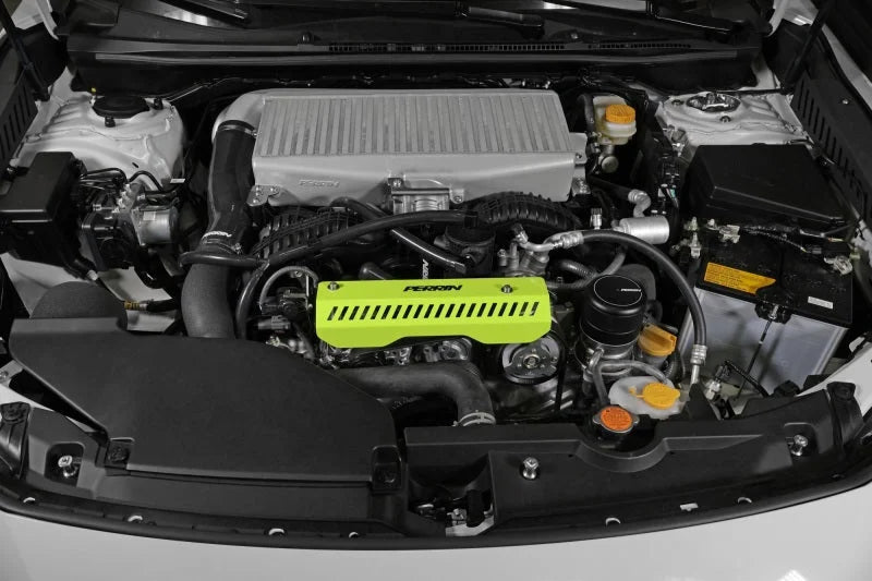 PERRIN 22-25 Subaru WRX Pulley Cover - Neon Yellow (SHORT - For Use w/PERRIN AOS) - Additional View 6