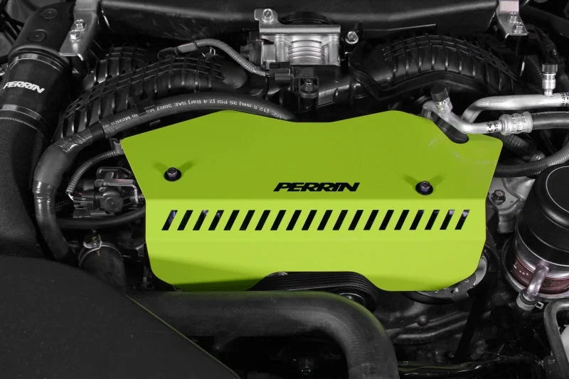 PERRIN 22-25 Subaru WRX Pulley Cover - Neon Yellow (TALL - For Use w/o PERRIN AOS) - Side View