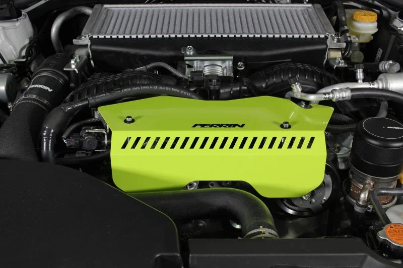 PERRIN 22-25 Subaru WRX Pulley Cover - Neon Yellow (TALL - For Use w/o PERRIN AOS) - Additional View 5