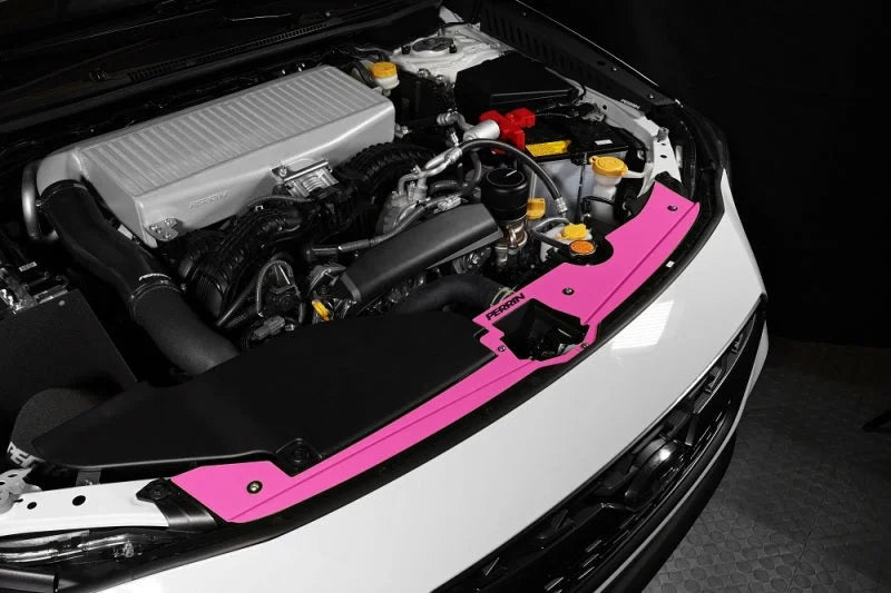 PERRIN 22-25 Subaru WRX Radiator Shroud - Hyper Pink - Installation View